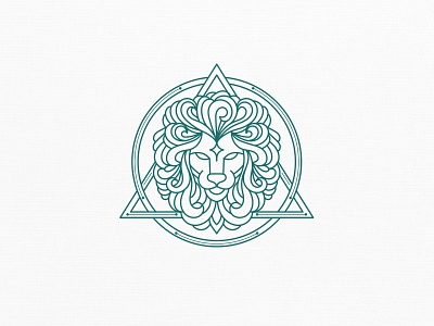 Line Lion animallogo circular logo elegant illustration lineart linework lion head lion logo logo pyramid