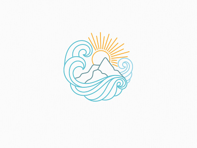 line art scenery circular logo elegant illustration lineart logo minimal modern mountain logo scenery waves