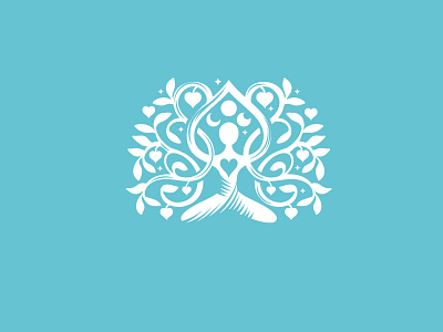 Yoga Hearts branches hand drawn healing heart hearts leaves lotus meditation organic logo symmetry tree logo yoga logo yoga pose