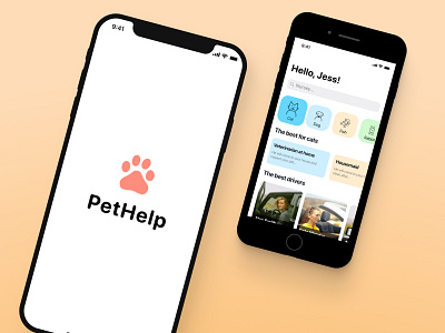 Mobile App app home page ios pets ui ux