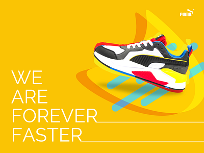PUMA branding colors design marketing poster puma shoes typography ui yellow