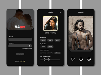 U&me app dark ui dating app design ui ux