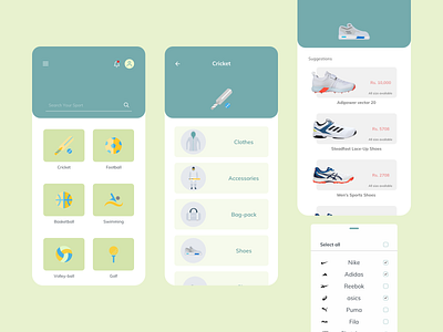 Online Sport Store all sport app color design ecommerce esport estore ga online sport store simple sketch store app ui ux