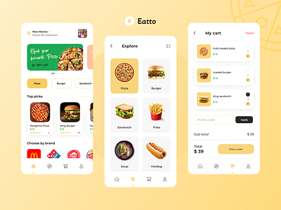Eatto - Food delivery app app branding color design fastfood food food app food delivery app food logo logo ui ux