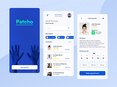 Patcho app book appointment branding color colors design doctor healthcare medical mobile design ui ux