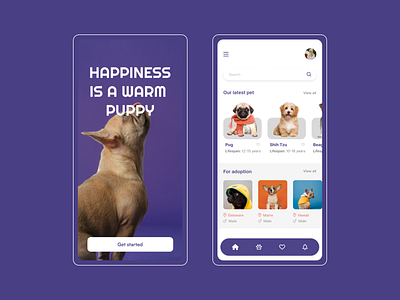 Pet app adoption app color colors design dog ecommerce mobile ui ui ux
