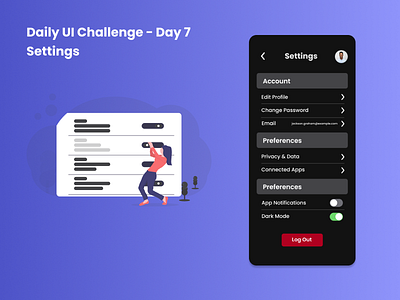 Settings - Daily UI #007 daily ui dailyui dailyuichallenge design mobile app mobile ui settings student ui ui design