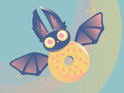 Flying Donut cute illustration kids art logo vectorart