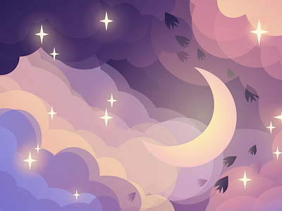 Night fairy tale design kids art landscape moon vector vectorart web
