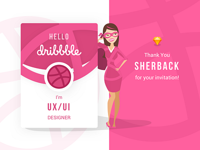 Hello Dribbble! design hello dribble illustration invitation invite sketch thank you thanks dribbble ui ux vector web
