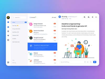 Mail UI #Dailyui app branding dailyui dashboard design flat illustration illustrator minimal paviart ui ux vector web website