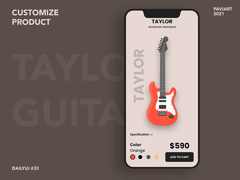 customize product #DailyUI app dailyui design flat guitar illustration paviart ui web website