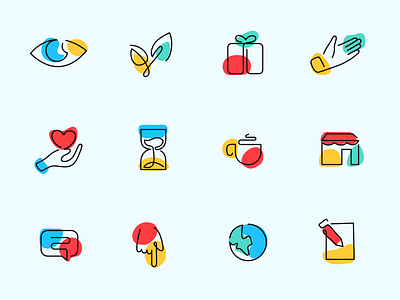 Icon Set Line with Color app branding design flat icon iconset illustration illustrator logo minimal paviart