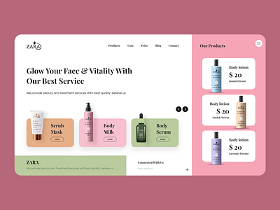 Zara Beauty Produts app beauty branding care design flat illustration lotion paviart photoshop product productdesign spa ui ux web website zara