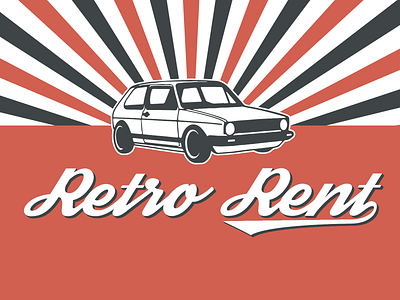 Old-timer rent a car - Retro rent branding design icon illustration logo vector