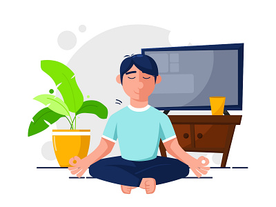 Illustration of man doing yoga animation design flat illustration vector