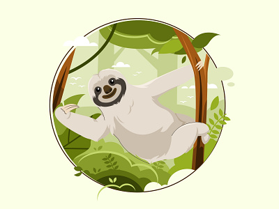 Sloth Illustration animal art animal illustration design flat graphic design illustration illustrator minimal vector website