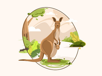 Kangaroo animal animal illustration art design flat graphic design illustration illustrator minimal vector