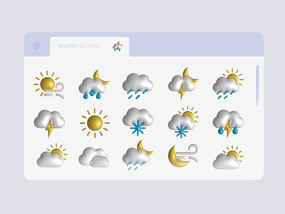 ☀️Weather 3D icons☔️ 3d app contour illustration design figma graphic design illustration illustrator ui vector