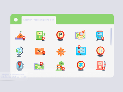 📍 Location Processing icon set 📍 app branding contour illustration design flat icon graphic design icon set illustration logo ui ux vector