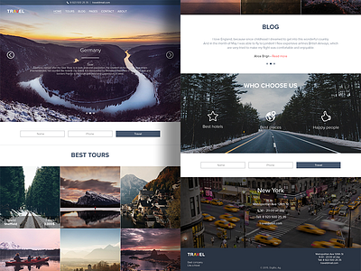 Travel clean design flat landing page nice photo travel ui ux web design website