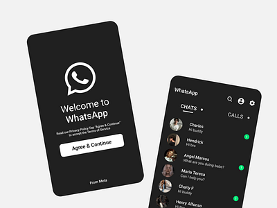 Dark Mode Redesign Whatsapp darkmode mobileapp redesign uidesign uiux uxdesign whatsapp