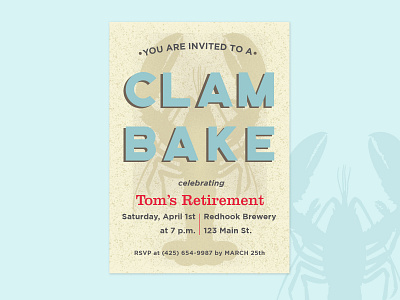 Digital eCard: Clam Bake digital design illustration invitation design layout design