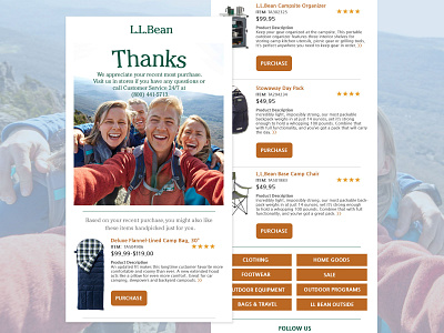 LLBean: Thank You Email Concept email design email marketing interaction design ui ui design