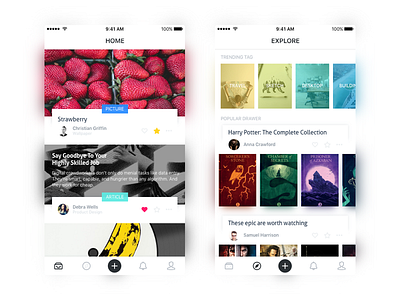 Drawer - Concept app app concept drawer explore feeds home ios mobile sketch ui