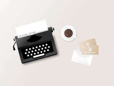 Vip Invite app black coffee illustration invitation ios mobile sketch typewriter ui