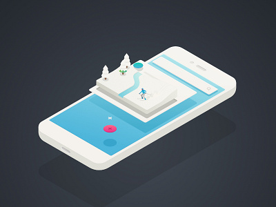 Skiing affinity app isometric mobile skiing snow sport white