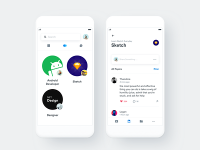live android app design feed group iphone live sketch ui