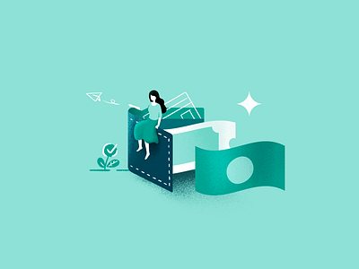 Pay Succeed credit card girl green illustration money pay ui wallet