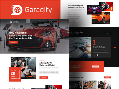 Garagify - Auto Services & Modification Web Design UI auto modification auto service car design figma garage landing page minimal ui web design