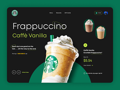 Starbucks Coffee - Landing Banner Concept Dark