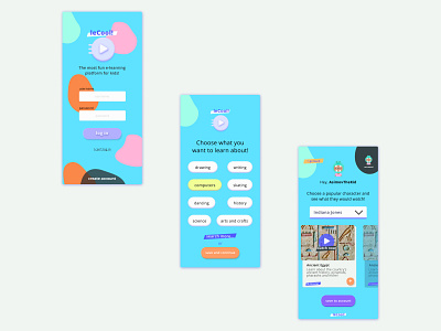 l'école/leCool, an e-learning platform for kids app app design bright colorful mobile design ui ui design ux ux design ux designer