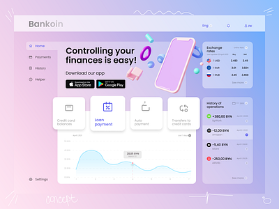 Bankoin web concept 3d design icon illustration landing ui ux web