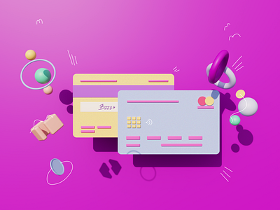 3D credit card illustration 3d design graphic design illustration ui