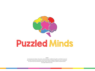 Puzzle Minds | kids logo design brain logo chalkboard logo chalkboard logo colorful logo kids logo mind logo puzzle brain puzzle logo toy shop logo
