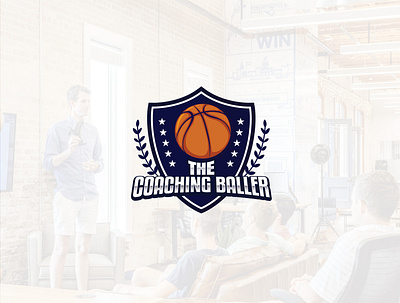 Emblem logo design | The coaching baller 3d typography basketball logo blue emblem logo coaching logo emblem logo sports logo