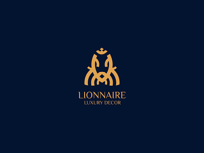 Lionnaire app branding business logo company logo creative logo decor design flat interiordesign king l letter logo lion head lion logo logo logotype meaningfull minimal octopus smart unique logo