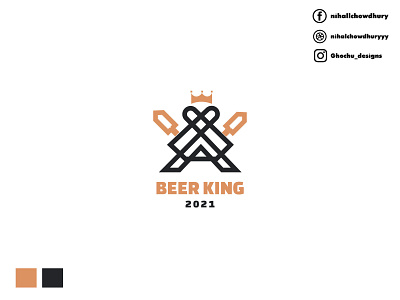 BeerKing alchohol attitude bar beer beer logo brand identity branding club drinks flat game horse house illustration illustrator line art logo logo media simple space