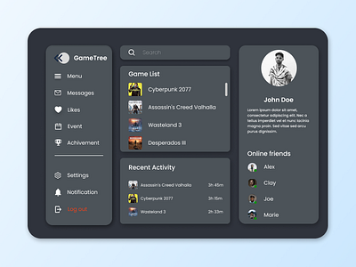 Game dashboard