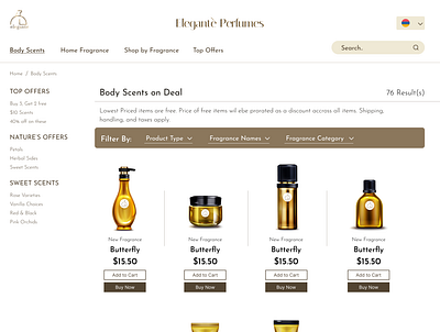 Landing Page-Elegante Perfumes branding design elegant landingpage perfumecompany perfumes ui ux uxdesigning uxui web webdesign websites