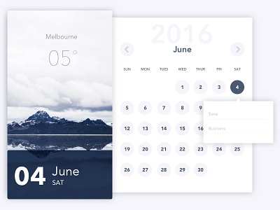 Calendar widget calendar dribbble flat interface mail screendesign social ui weather widget widgets