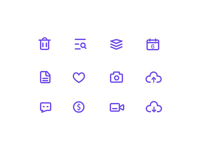 Weekly Project-line style icons week camera cloud delete icon like massage