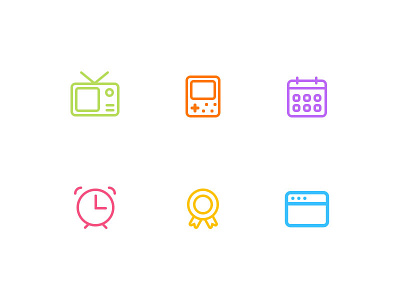 Weekly Project-line style icons week calender clock decoration icon line player television web