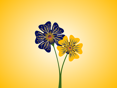 Blue and Yellow Common Mallow floral flower flower illustration illustration illustrations nature