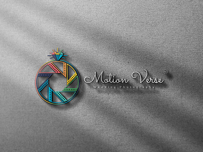 Wedding Photography Logo on Mockup 3d app art brand branding clean color concept creative design flat icon identity lens logo minimal mockup photographer logo simple vector