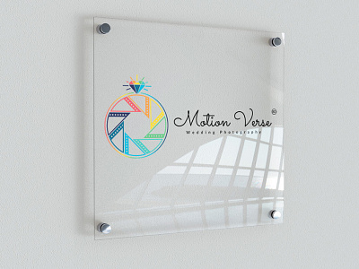 Wedding Photography Logo on Glass Mockup